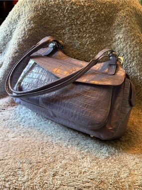 Maxx New York Croc-Embossed Shoulder Bag in Lavender